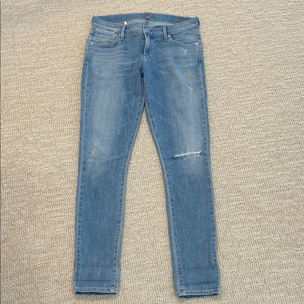 Agolde Women's Skinny Jeans - Light Blue size 28  distressed details